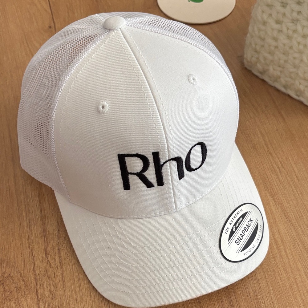 White Rho Snapback Hat with Mesh Back